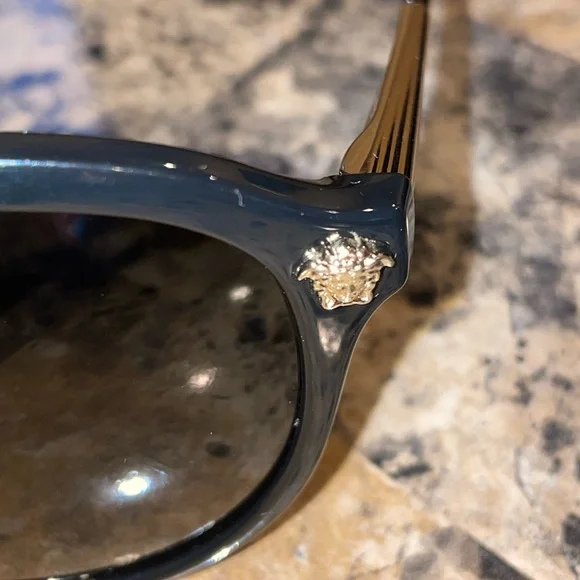 Versace Black and Gold Aviator Sunglasses - Picture 8 of 14